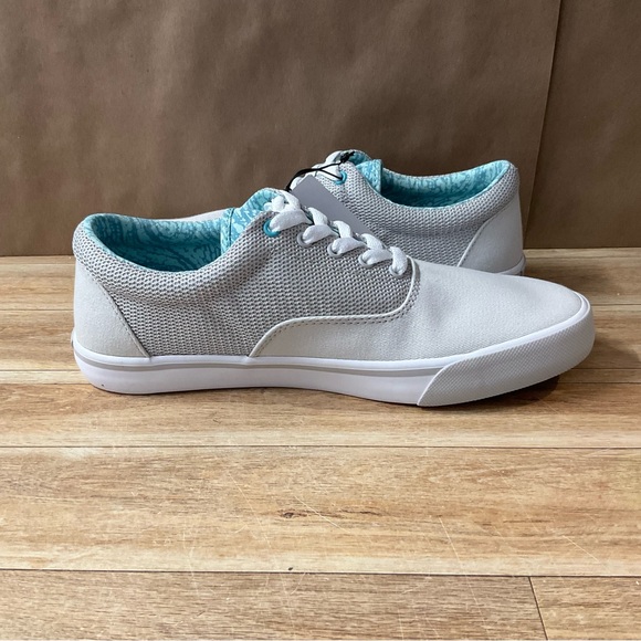 Women’s Columbia Slack Water PFG Lace Sneakers Boat Shoes Grey Ice Sea Wave Blue - Picture 6 of 16